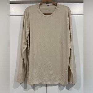 Lululemon Shirt Mens 2XL Tan Beige Long Sleeve Crew Neck Active Light Stretch